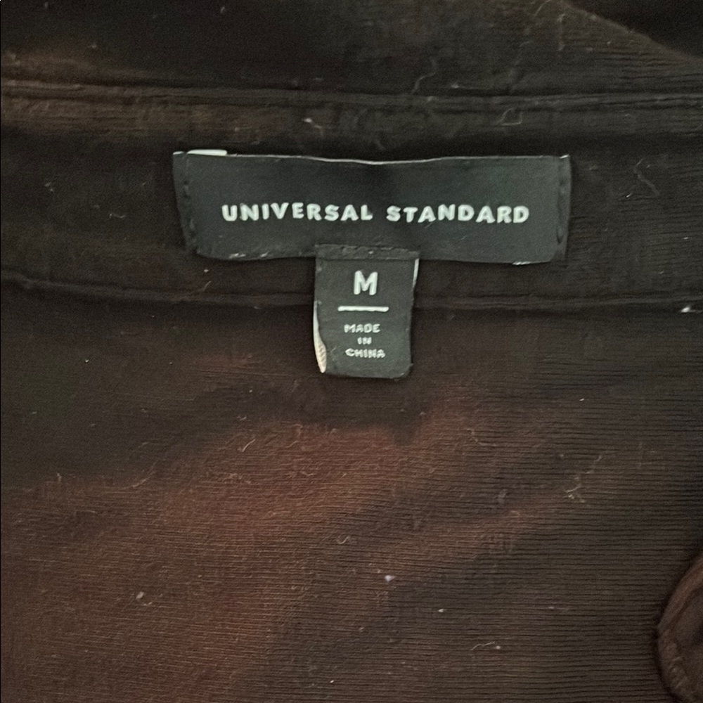 Universal Standard Collared Black Short Sleeve Bu… - image 2